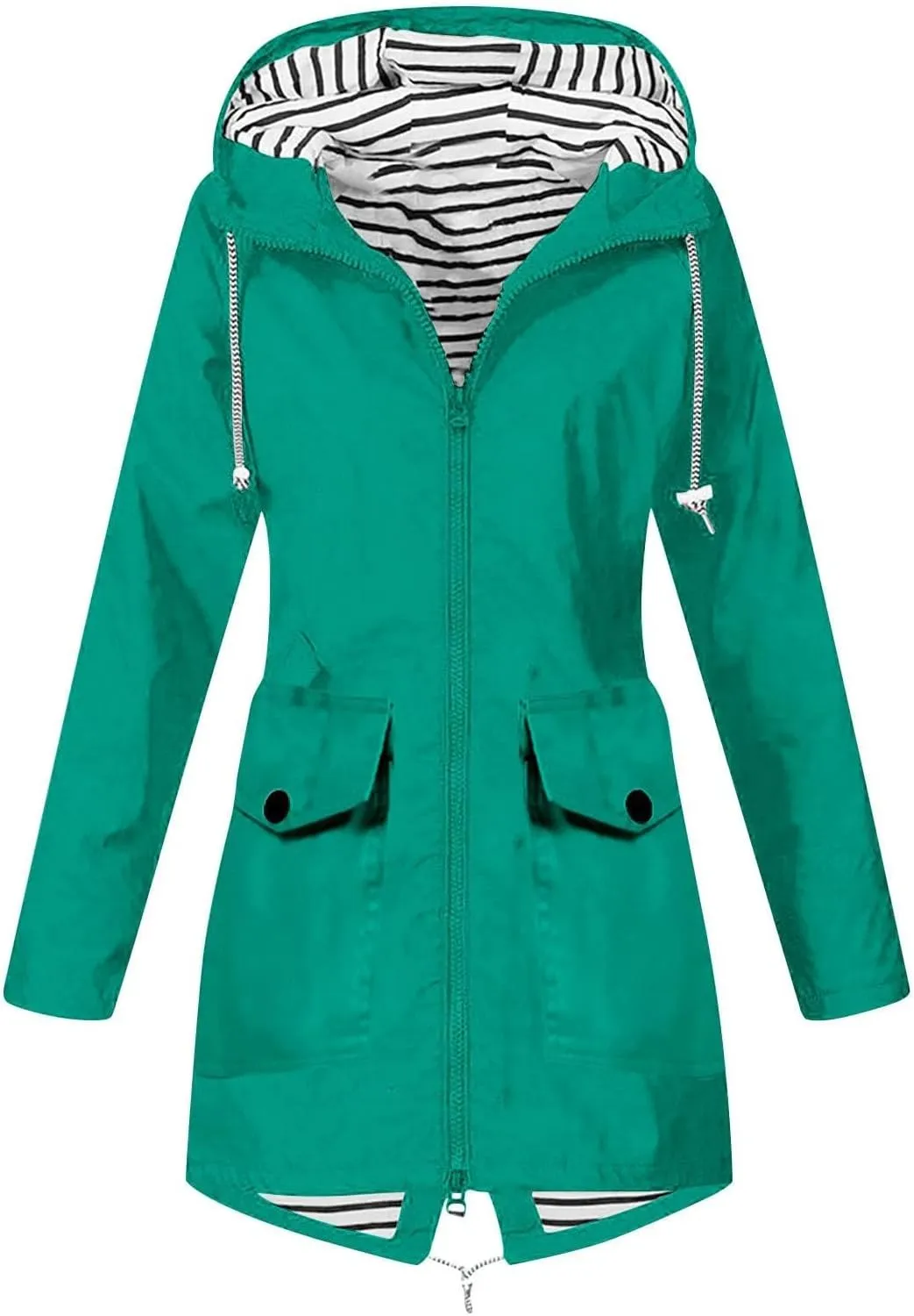 Women's Rain Jacket Waterproof Raincoat Windbreaker Outdoor Trench Coat,S-5XL