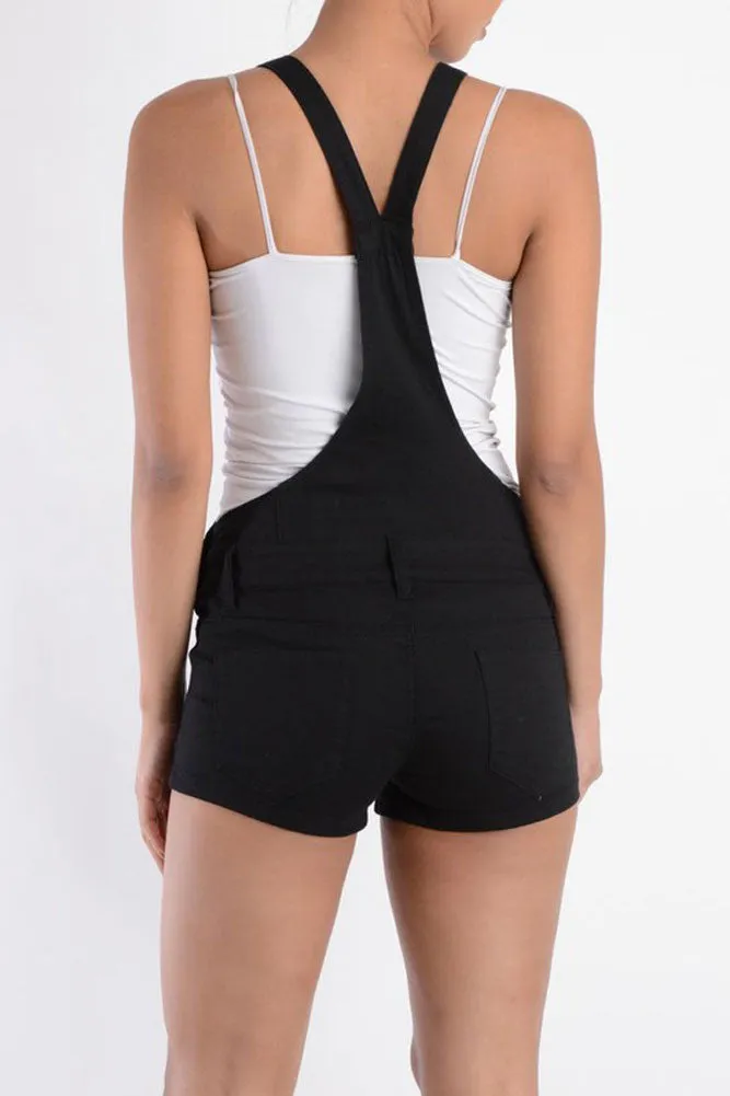Women's Ripped Short Overalls