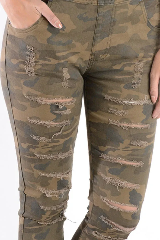 Women's Ripped Skinny Overalls