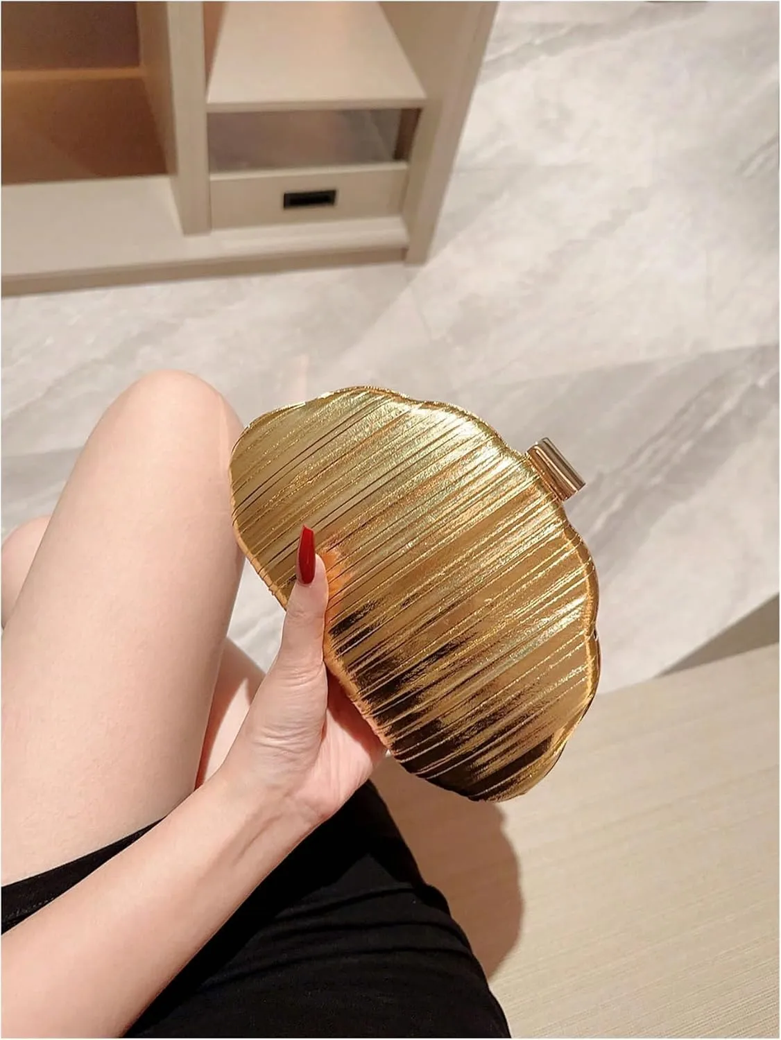 Women's Sparkly Metallic Clutch Evening Bags Cloud Box Handbags Chain Strap Wedding Party Shoulder Purses