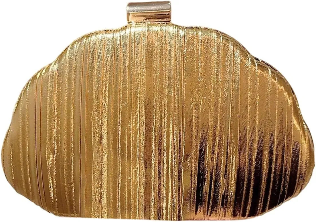 Women's Sparkly Metallic Clutch Evening Bags Cloud Box Handbags Chain Strap Wedding Party Shoulder Purses