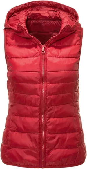 Women's Vests for Fall Winter Lightweight Hooded Vest Warm Coats Sleeveless Down Jacket Water Resistant Puffer Vest